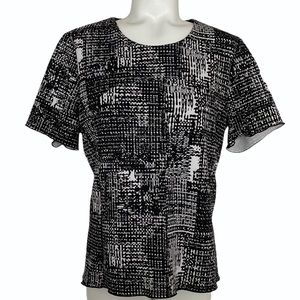 Vince Camuto Black and White Short Sleeve Top